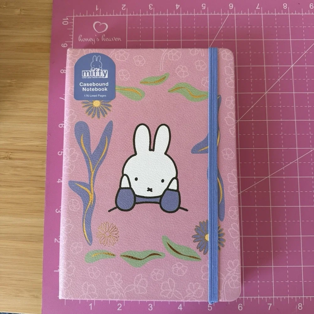 MIFFY Flowers Pink Casebound Notebook 176 Lined Pages Hardcover Journal Elastic